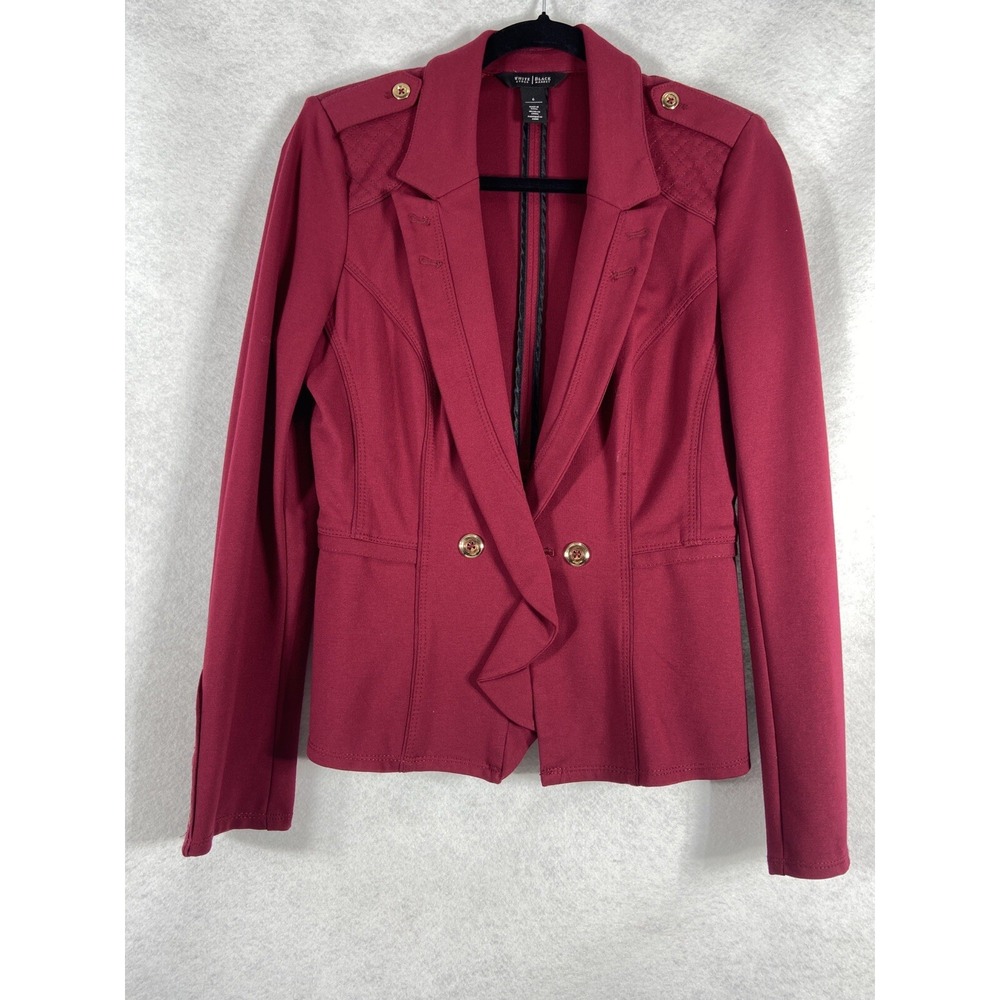 White House Black Market Jacket Women's 6 Red Blazer Long Sleeves Ponte